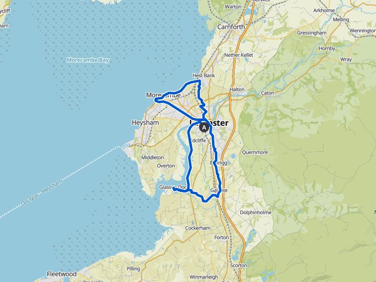 Lancaster to Morecambe Bay and Glasson Dock loop Fahrradtour Komoot